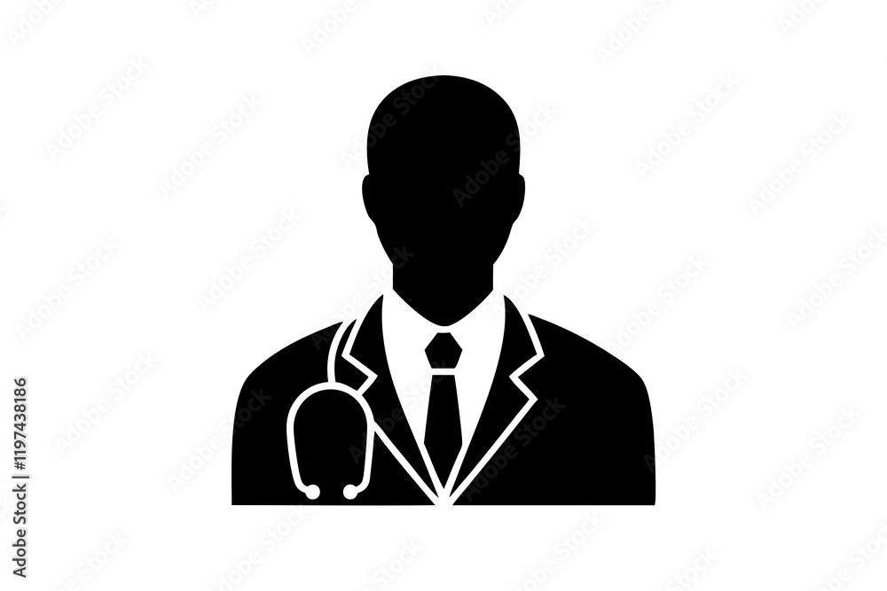 doctor with stethoscope Silhouette vector, doctor with stethoscope icon doctor with stethoscope Silhouette vector, doctor with stethoscope icon