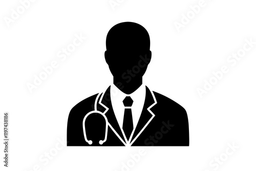 doctor with stethoscope Silhouette vector, doctor with stethoscope icon