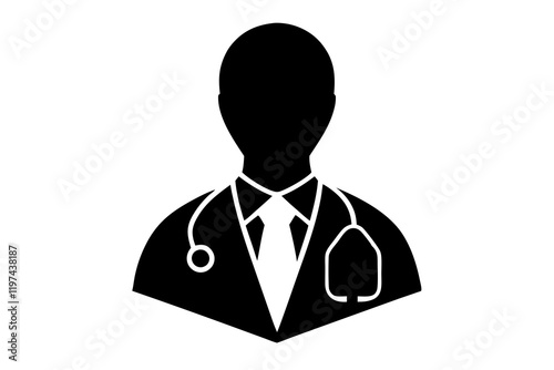 doctor with stethoscope Silhouette vector, doctor with stethoscope icon