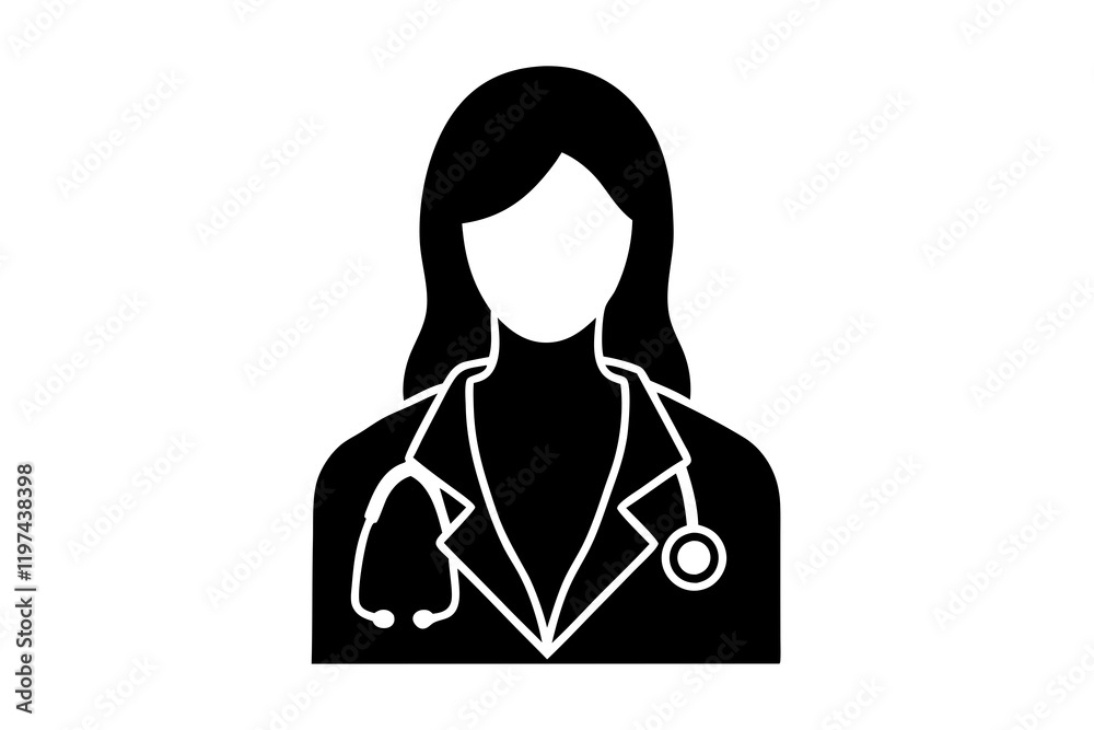 doctor with stethoscope Silhouette vector, doctor with stethoscope icon doctor with stethoscope Silhouette vector, doctor with stethoscope icon