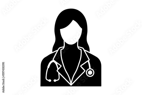 doctor with stethoscope Silhouette vector, doctor with stethoscope icon