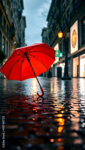 Bright Red Umbrella - Stylish Accessory for Rainy Weather and Outdoor Fashion