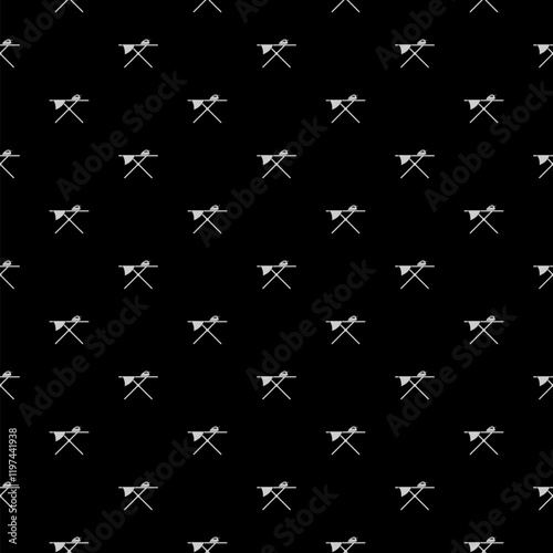 Ironing board icon isolated seamless pattern on black background