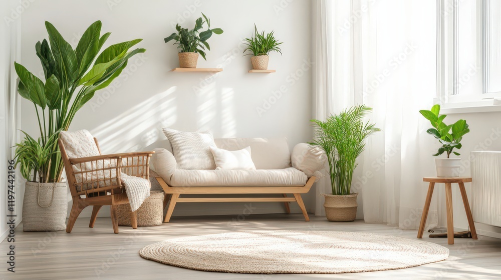 A minimalist studio with functional furniture, clean lines, and bright decorative plants enhancing the space. A minimalist studio with functional furniture, clean lines, and bright decorative plants enhancing the space.