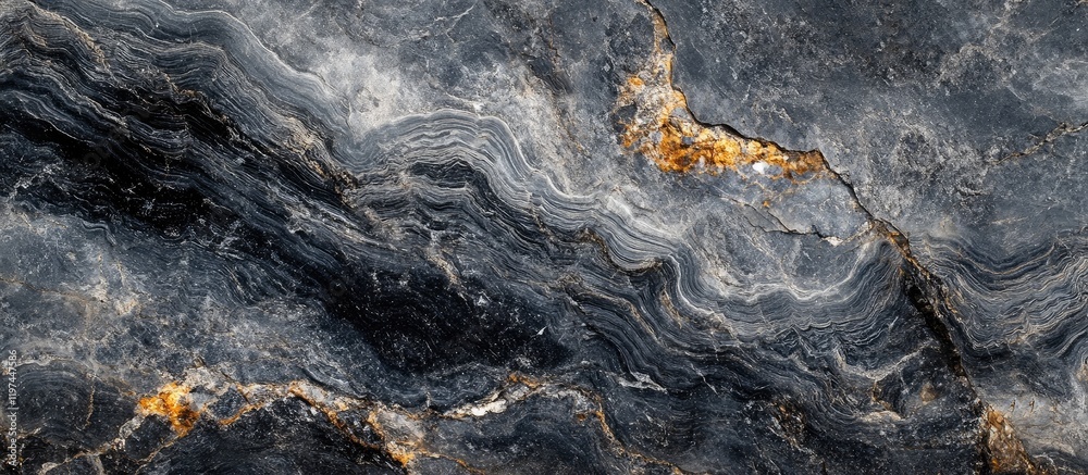 Macro Shot of Black and Grey Marble Texture with Gold Veins, Mottled Surface and Blank Space for Text, Ideal for Background Use Macro Shot of Black and Grey Marble Texture with Gold Veins, Mottled Surface and Blank Space for Text, Ideal for Background Use