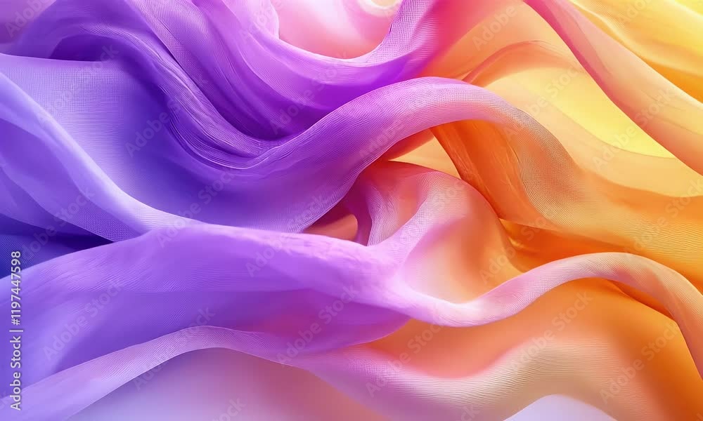 A close-up of flowing fabric in soft hues of purple and orange, creating a serene and artistic visual effect. A close-up of flowing fabric in soft hues of purple and orange, creating a serene and artistic visual effect.