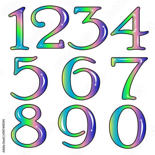 Set of colorful numbers zero to nine