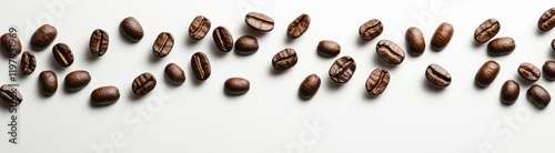 Wallpaper Mural A beautiful row of coffee beans placed elegantly on a white background Torontodigital.ca