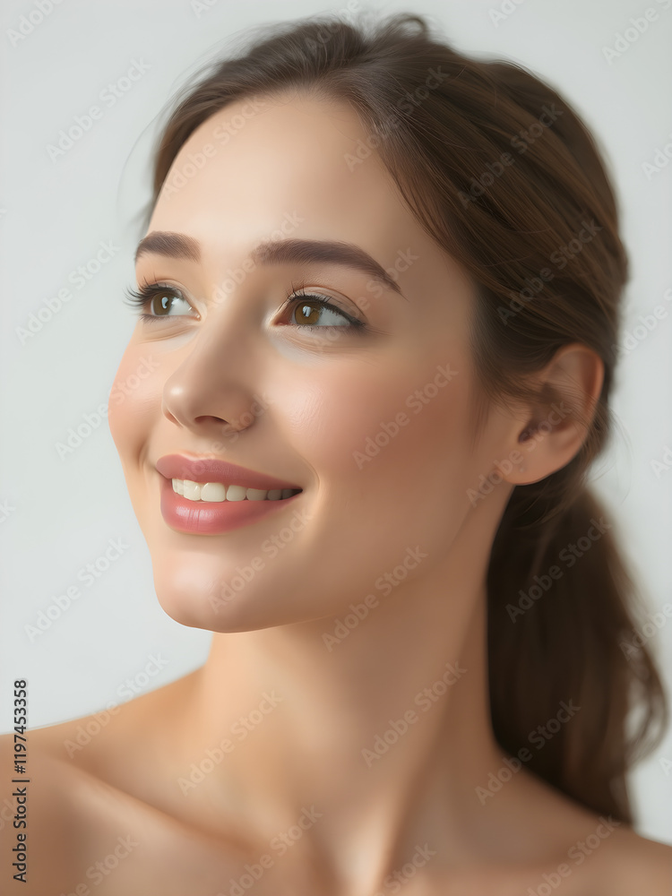 Elegant Female Model with Pristine Skin, beautiful hair and lips in Fashionable Beauty Portrait. Generative AI Elegant Female Model with Pristine Skin, beautiful hair and lips in Fashionable Beauty Portrait. Generative AI