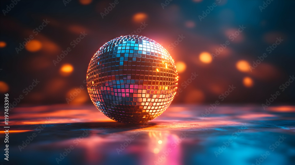 Obraz premium Disco ball party lights stage reflection