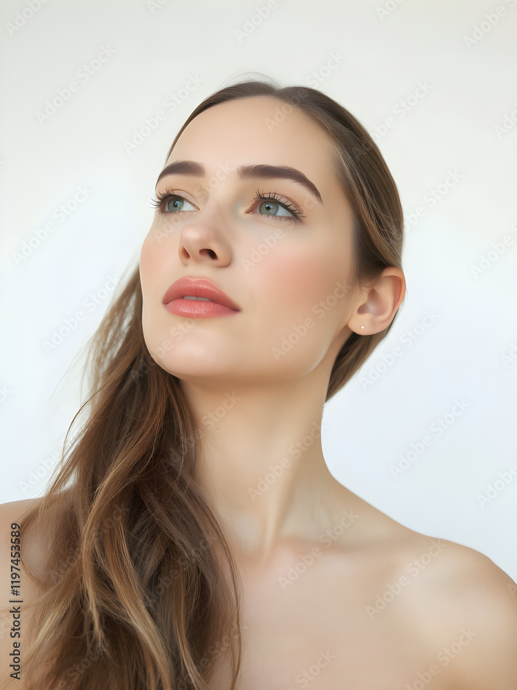 Elegant Female Model with Pristine Skin, beautiful hair and lips in Fashionable Beauty Portrait. Generative AI Elegant Female Model with Pristine Skin, beautiful hair and lips in Fashionable Beauty Portrait. Generative AI