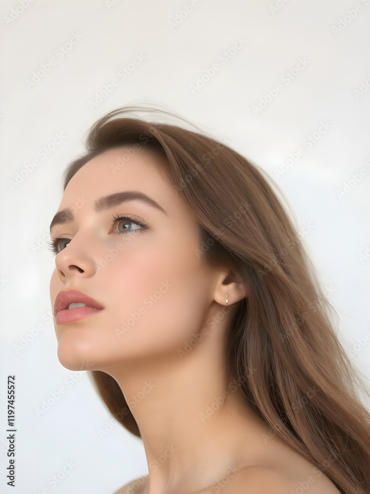 Elegant Female Model with Pristine Skin, beautiful hair and lips in Fashionable Beauty Portrait. Generative AI Elegant Female Model with Pristine Skin, beautiful hair and lips in Fashionable Beauty Portrait. Generative AI
