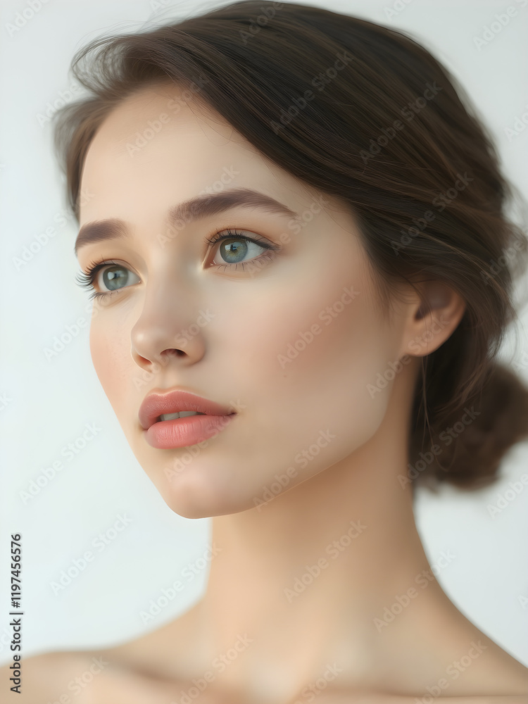 Elegant Female Model with Pristine Skin, beautiful hair and lips in Fashionable Beauty Portrait. Generative AI Elegant Female Model with Pristine Skin, beautiful hair and lips in Fashionable Beauty Portrait. Generative AI