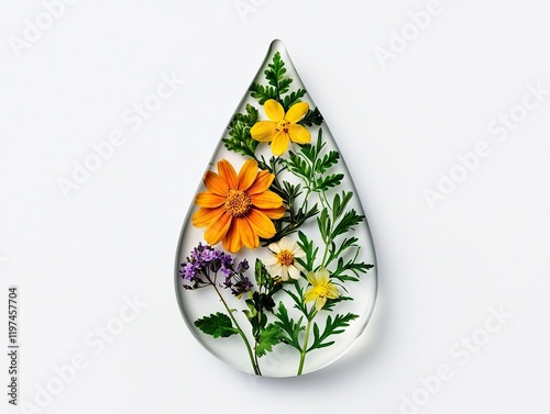 Floral embellishments in resin studio decorative art minimalist close-up nature preservation concept