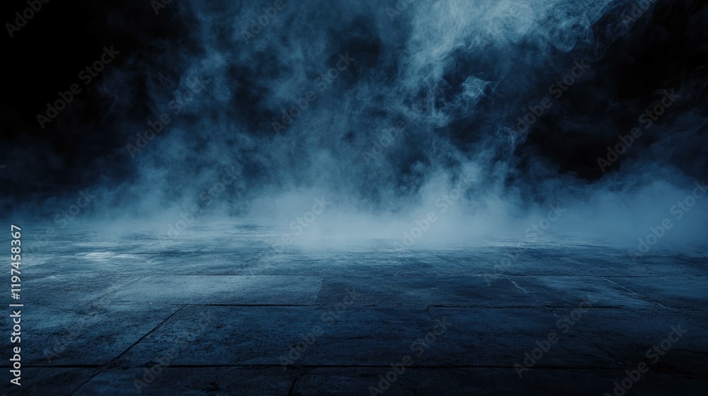 Dark background, smoke and fog on the ground, concrete floor, product display backdrop. Dark background, smoke and fog on the ground, concrete floor, product display backdrop.