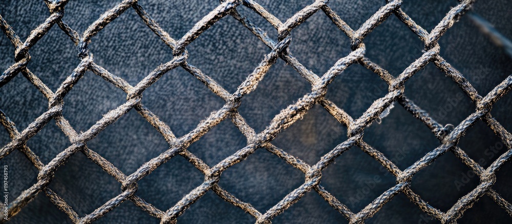 Fototapeta premium Bird-Proof Breathable Mesh Material Texture in Dark Blue Background with Copy Space for Text Use in Industrial or Protective Applications