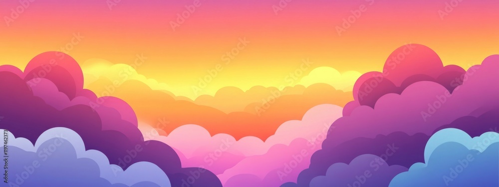 Colorful abstract sunset sky with gradient clouds and copy space for text placement. Colorful abstract sunset sky with gradient clouds and copy space for text placement.