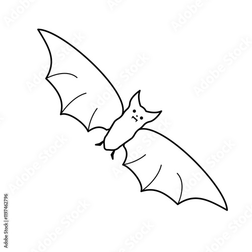 Doodle bat vector illustration. Night dwellers. Rodents, vampire mouse with fangs. Black and white line Isolated images, design elements for theme animals, witchcraft, Halloween.