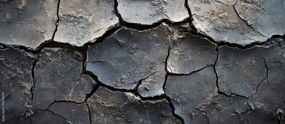 Cracked aged plaster texture in dark black gradient background with empty copyspace for text ideal for design and advertising purposes Cracked aged plaster texture in dark black gradient background with empty copyspace for text ideal for design and advertising purposes