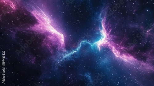 Vibrant cosmic nebula with stars in deep space showcasing galactic gas cloud photo