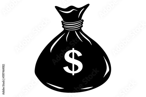 Money Bag Silhouette Vector, Money Bag Clipart, Money bag icon