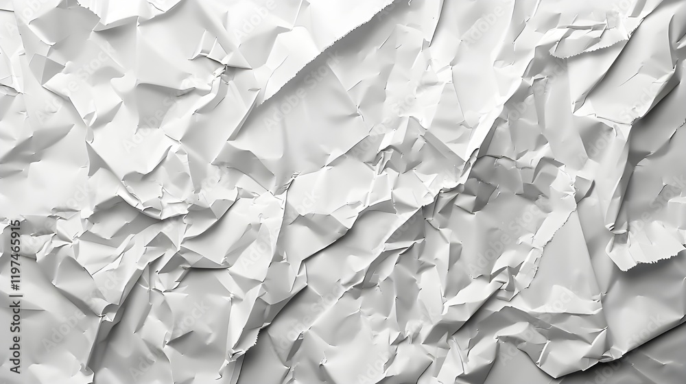 Crumpled white paper texture background with light shadows Crumpled white paper texture background with light shadows