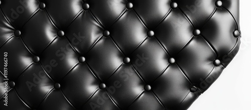 Black Leather Texture on White Background with Space for Text and Details photo