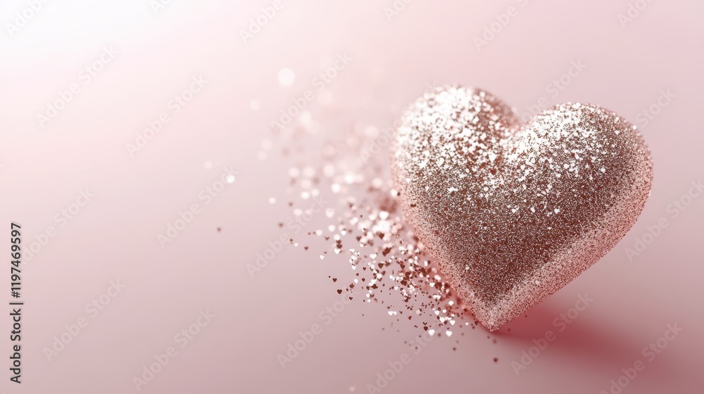 Fototapeta premium A sparkling heart-shaped object glimmers with colorful glitter, embodying the essence of love and celebration on Valentine's Day.