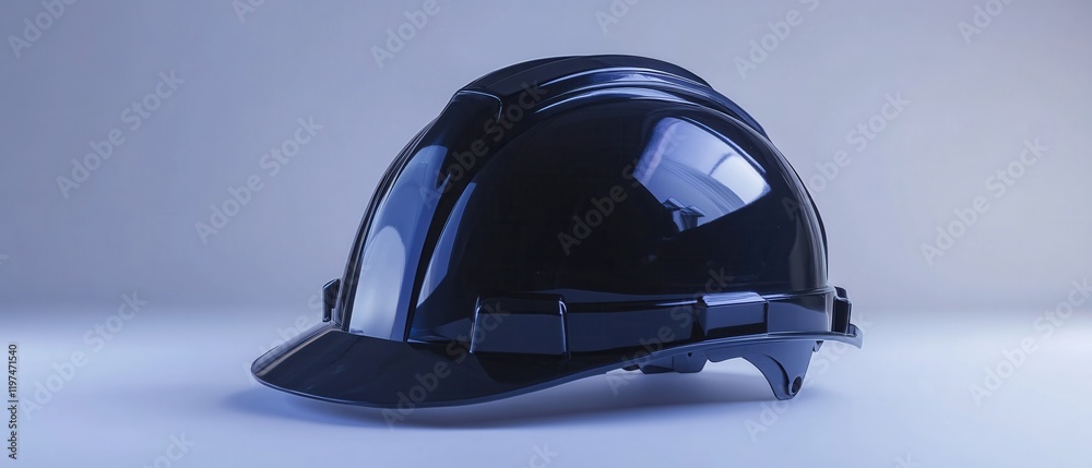 Obraz premium Sleek Black Safety Helmet Construction Worker Protection Headgear