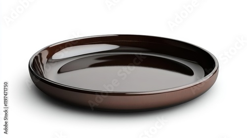 Elegant Brown Ceramic Plate on White Background
