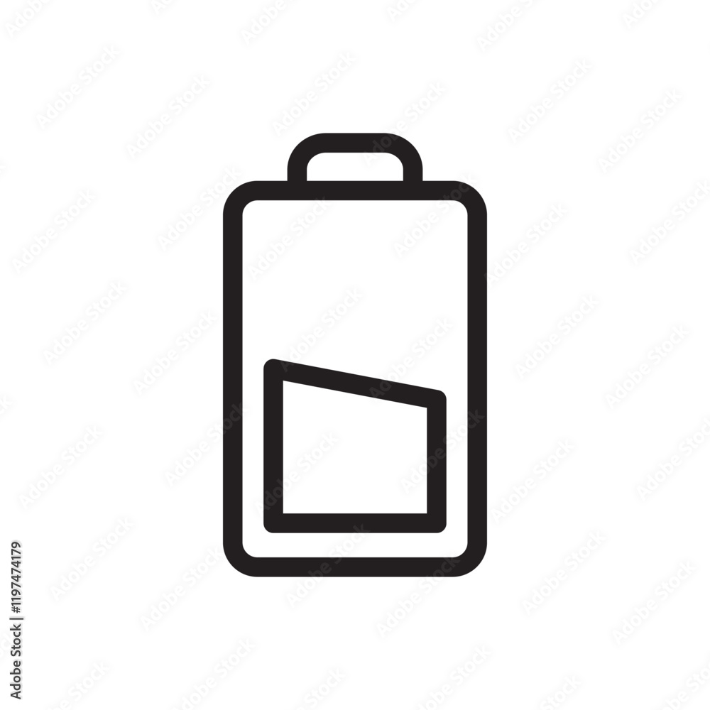Battery icon showing critically low power level, ideal for tech interfaces, apps, and device status indicators. Modern vector design emphasizing urgency. Battery icon showing critically low power level, ideal for tech interfaces, apps, and device status indicators. Modern vector design emphasizing urgency.