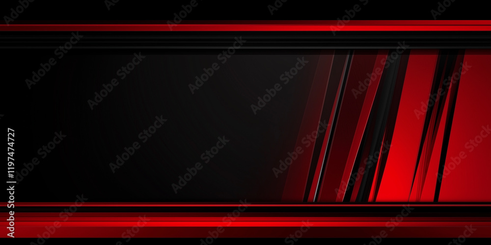 Fototapeta premium Sleek red and black abstract design with layered linear elements and futuristic glowing accents