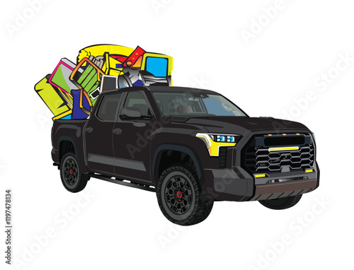 Junk removal truck, Pickup and roll off dumpster logo design, hauling logo