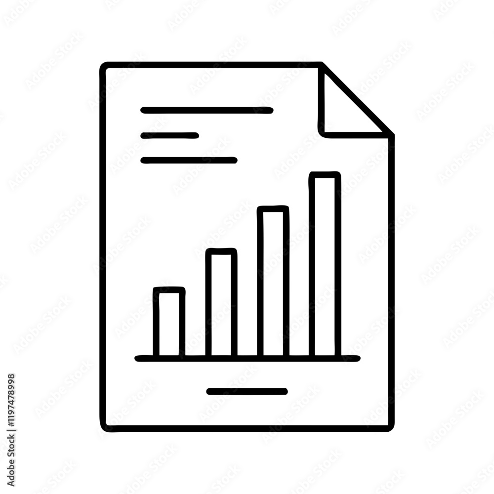 Bar chart icon with upward growth in clean line art style Bar chart icon with upward growth in clean line art style