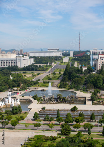 View of the ciry from the Grand people's study house, Pyongan Province, Pyongyang, North Korea photo