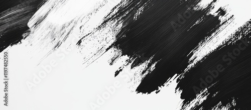 Black and white abstract brushstroke background with ample copy space for text placement photo