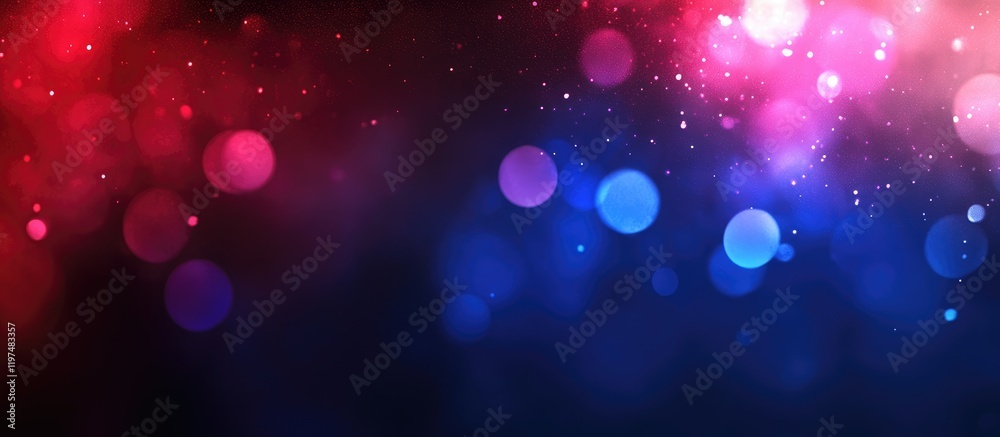 Abstract illuminated background with colorful bokeh lights in blue pink and red shades with copy space for text Abstract illuminated background with colorful bokeh lights in blue pink and red shades with copy space for text