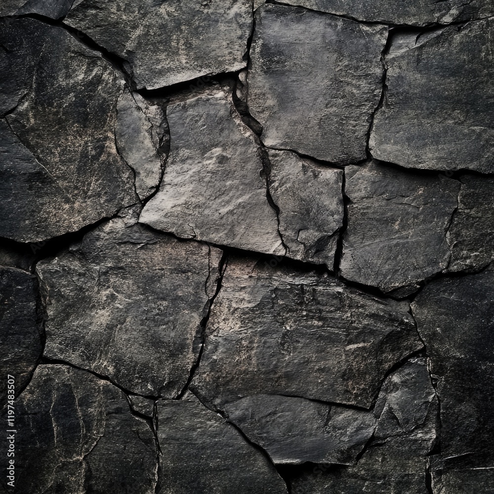 Dark textured stone wall with visible cracks and uneven surfaces ideal for background or design use Copy Space Dark textured stone wall with visible cracks and uneven surfaces ideal for background or design use Copy Space