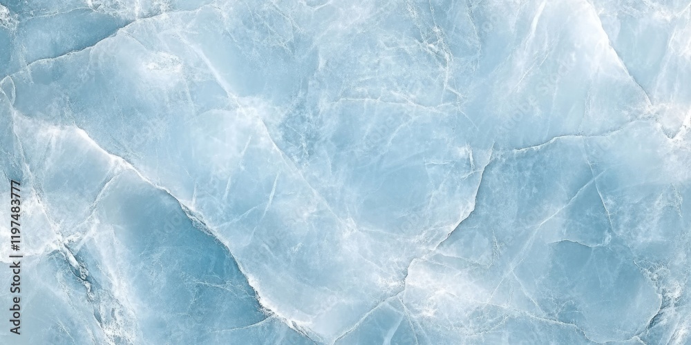 Obraz premium Light blue ice texture background with translucent layers and cracks offering Copy Space for design elements.
