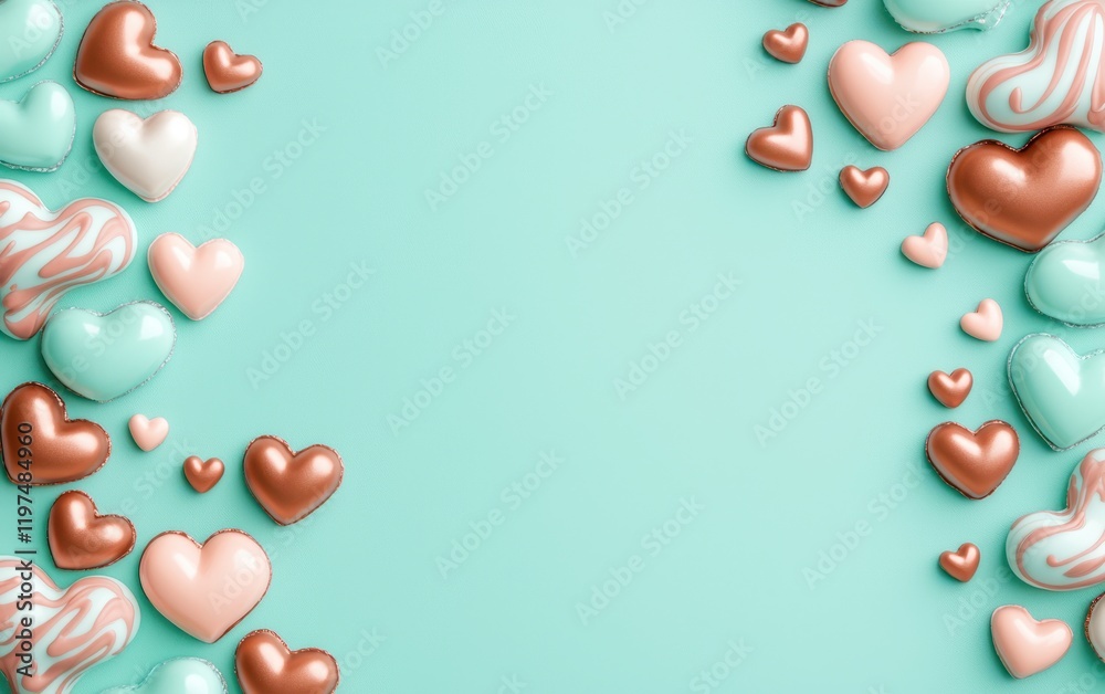 A vibrant array of multicolored hearts dances against a lush green backdrop, celebrating love and joy in a delightful Valentine's Day display. A vibrant array of multicolored hearts dances against a lush green backdrop, celebrating love and joy in a delightful Valentine's Day display.