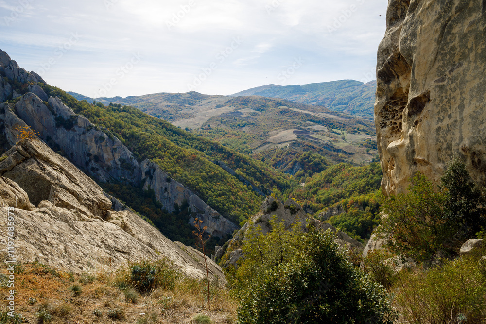 Obraz premium Landscape of Castelmezzano in the Dolomites in the heart of the Basilicata region, Italy