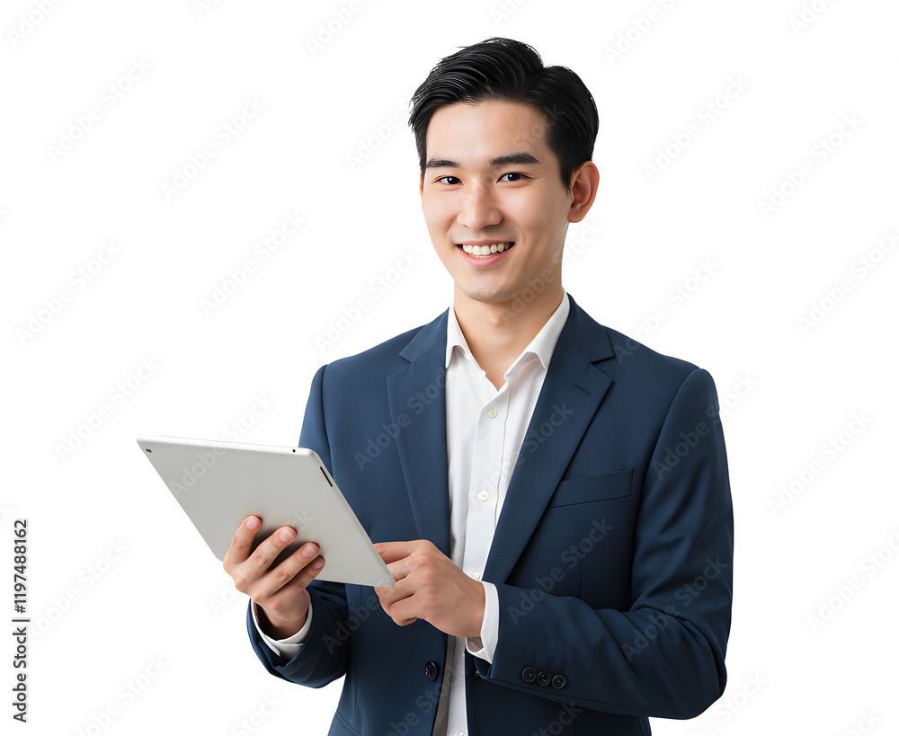 Portrait of a young businessman using tablet computer. Portrait of a young businessman using tablet computer.
