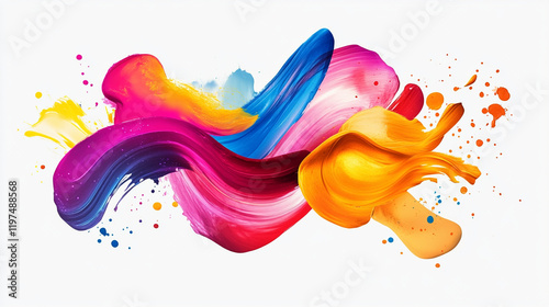 vibrant artistic collage featuring abstract shapes and colorful paint strokes, evoking creativity and energy