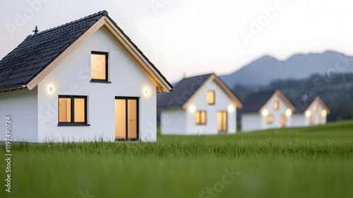 Wallpaper Mural Serene Modern Houses Amidst Green Fields Torontodigital.ca