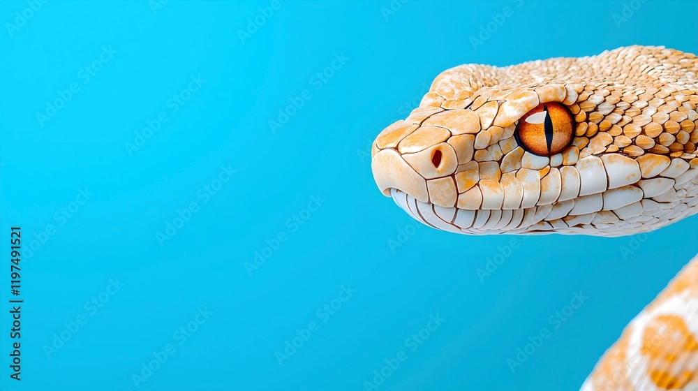 Fototapeta premium Close-Up of a Snake Against a Blue Background