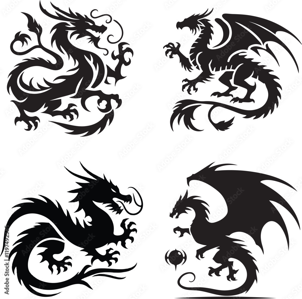 set of dragons. set of dragons.