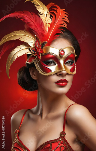 portrait of a woman in carnival mask