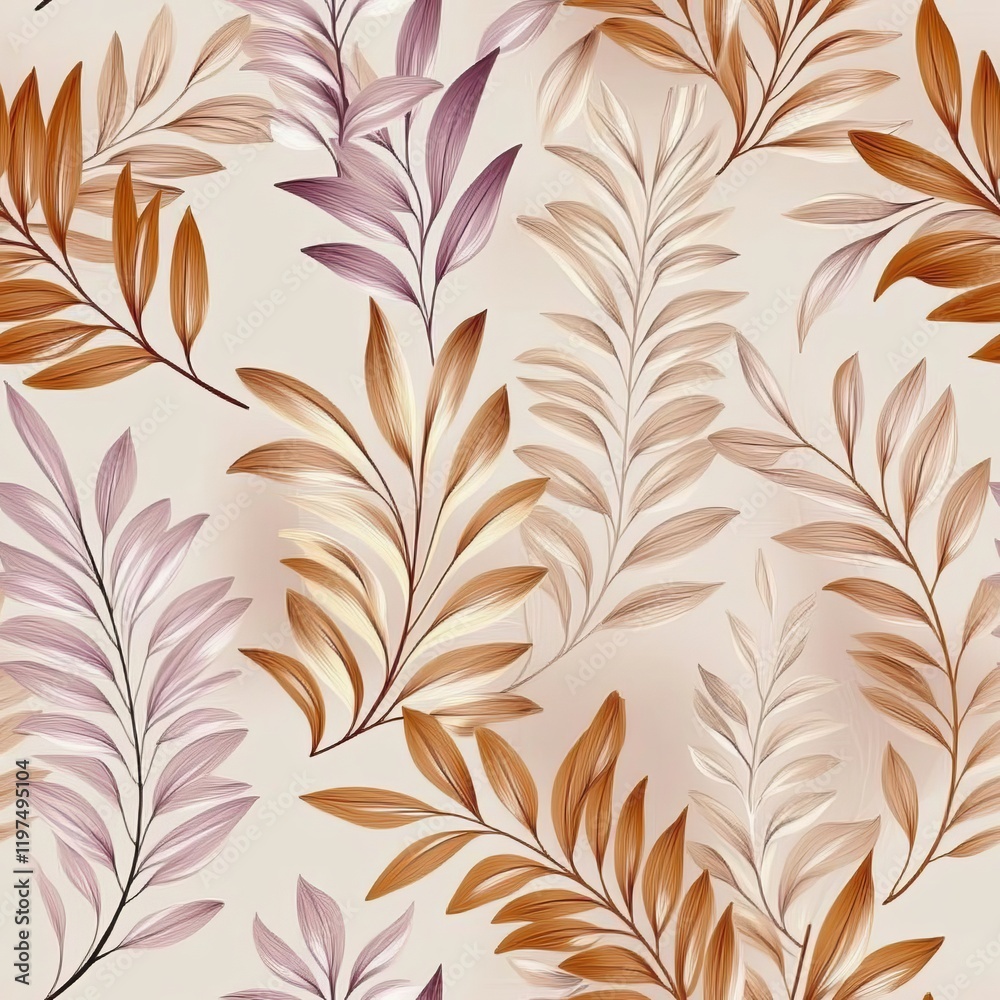 Fototapeta premium Seamless Tropical Leaves Pattern, Abstract Floral Background, Exotic Wallpaper, Elegant Design