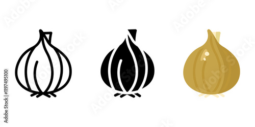 Raw onion icon. Onion bulb color sign. Garden organic harvest symbol. Vitamin spicy vegetable illustration. Healthy eating and dieting pictogram.