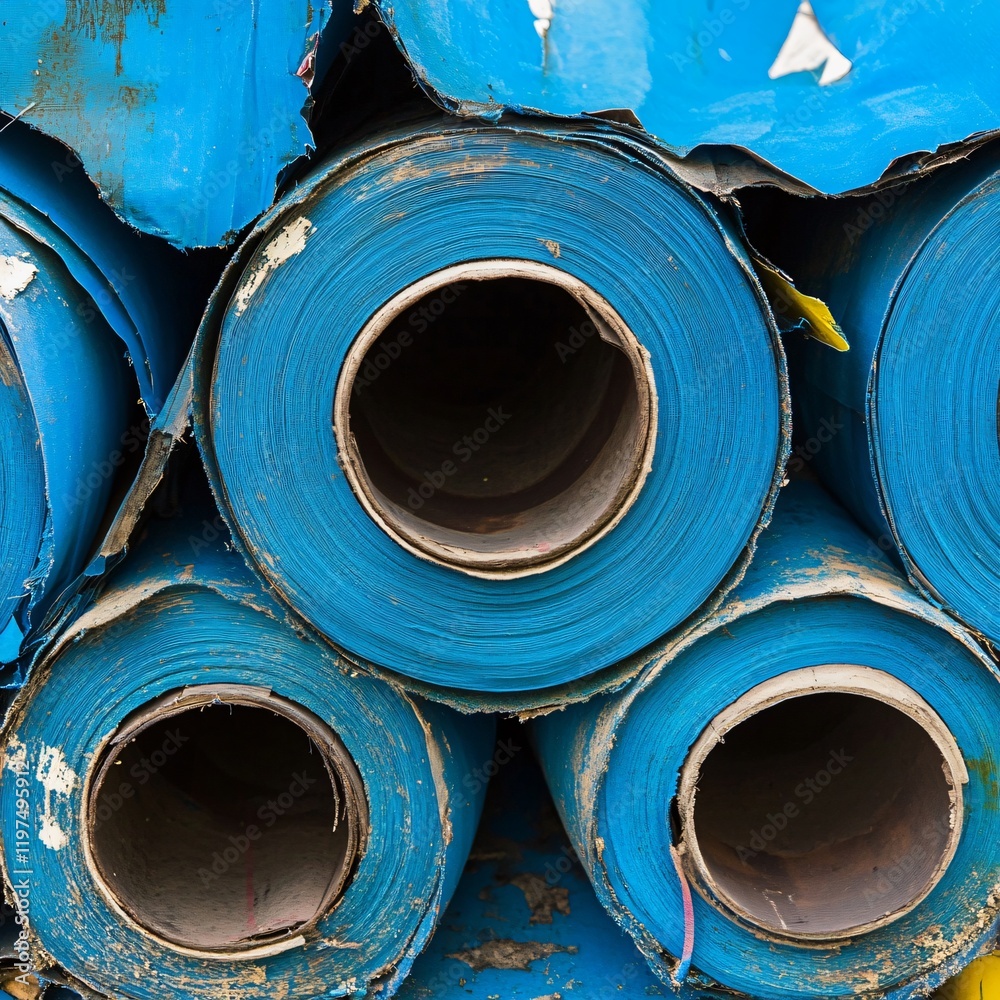 Stacked Rolls Blue Tarpaulin Material Dirty Texture Stacked Rolls Blue Tarpaulin Material Dirty Texture